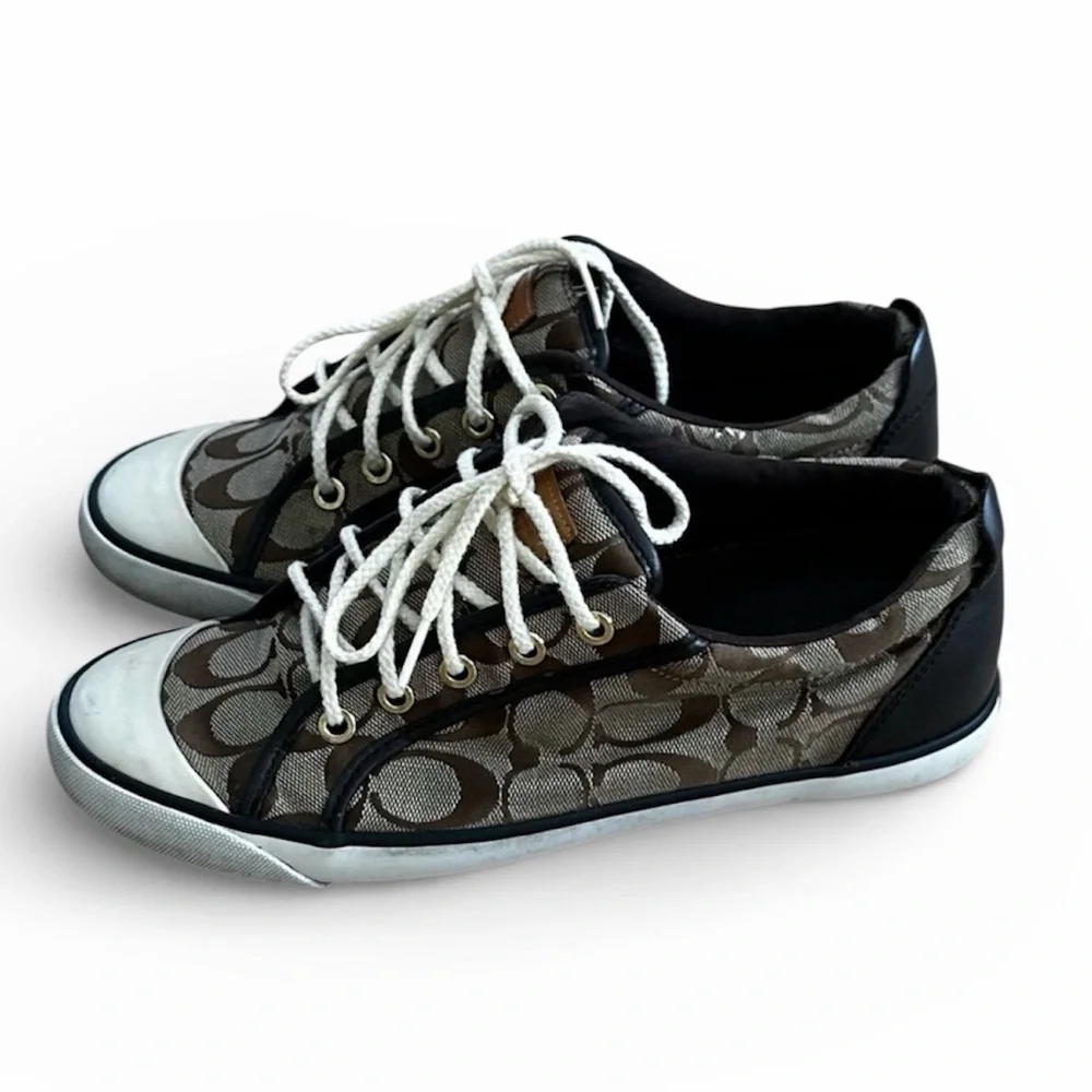 Coach Barrett Signature C Logo Sneakers Women’s Size 9 Brown Canvas Casual Shoes